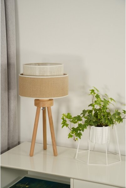 Lampă de masă YUTE Duolla BOHO 1xE27/15W/230V d. 25 cm maro/crem
