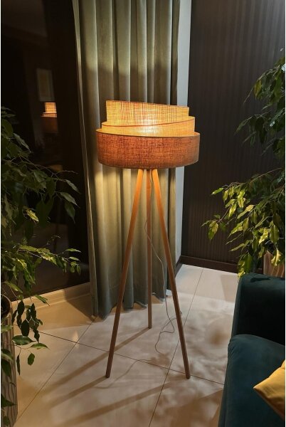 Lampadar YUTE Duolla TRIO 1xE27/15W/230V d. 45 cm maro/gri/bej