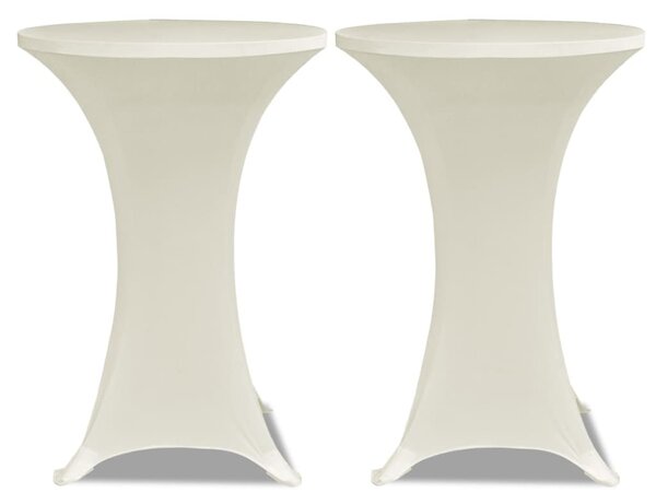 Husă de masă cu picior Ø70 cm, 2 buc., crem, elastic