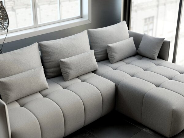 Colțar extensibil dumonde cu ladă de depozitare si sezut confortabil din spuma high-density, Malta Enjoy Grey II 235x185 cm