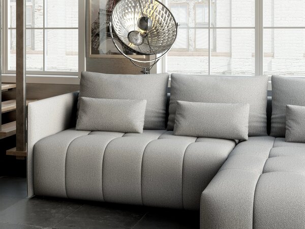 Colțar extensibil dumonde cu ladă de depozitare si sezut confortabil din spuma high-density, Malta Enjoy Grey II 235x185 cm