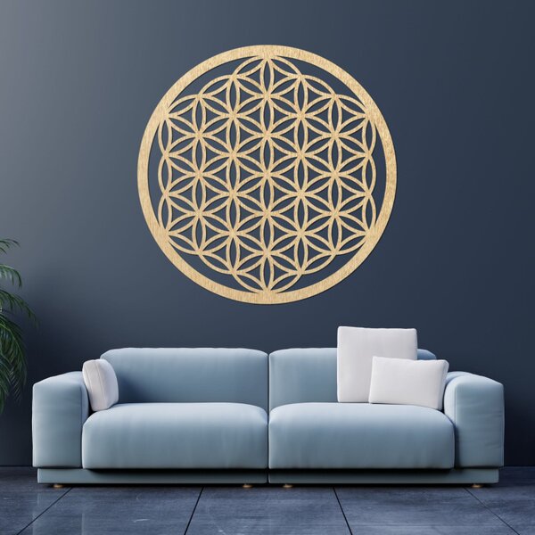 Pictură murală Mandala din lemn | Floarea Vieții