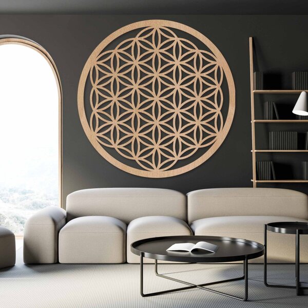 Pictură murală Mandala din lemn | Floarea Vieții