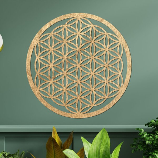 Pictură murală Mandala din lemn | Floarea Vieții