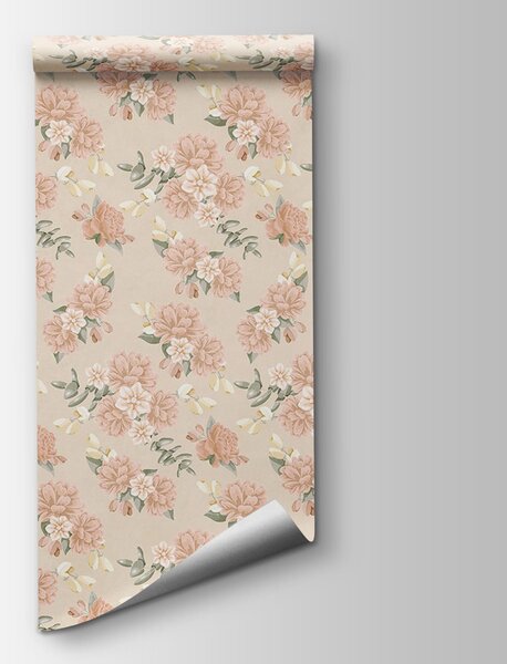 Fototapet Motiv floral pe fond bej, Fototapet flori, Fototapet populare, t00809v1 - Tapeko.ro