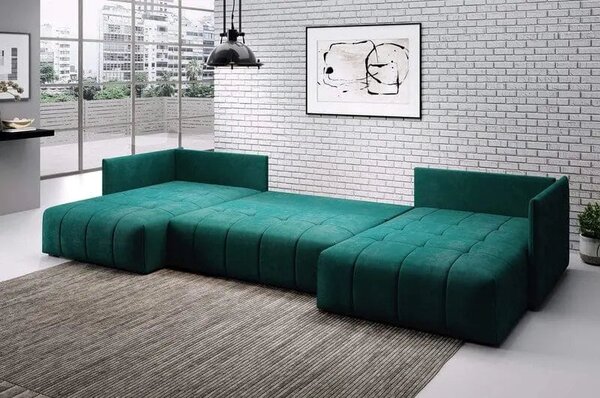 Colțar extensibil dumonde cu ladă de depozitare Malta U Enjoy Grafit 360x185 cm