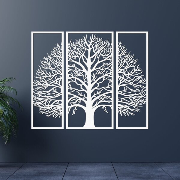 Decorațiune murală din lemn, din trei piese, pomul vieții | TRIUM