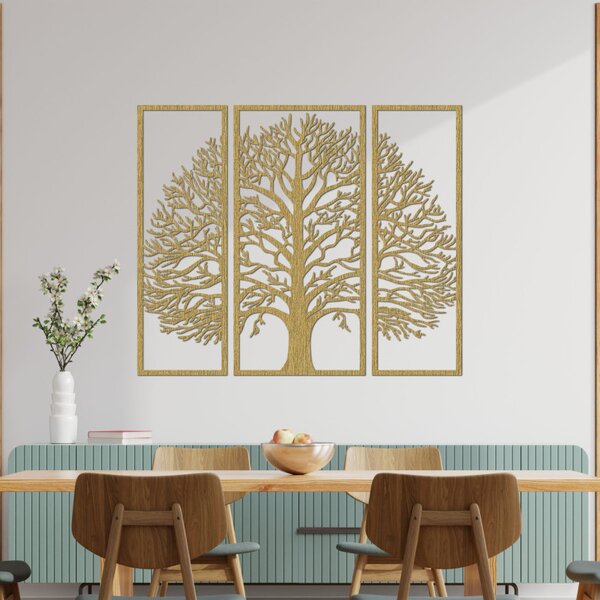 Decorațiune murală din lemn, din trei piese, pomul vieții | TRIUM