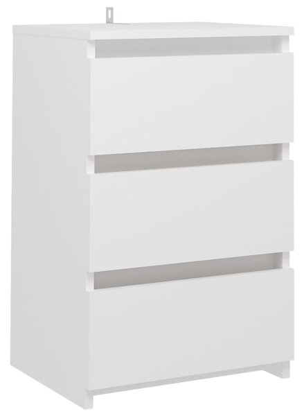 Noptieră, alb, 40x35x62,5 cm, lemn compozit