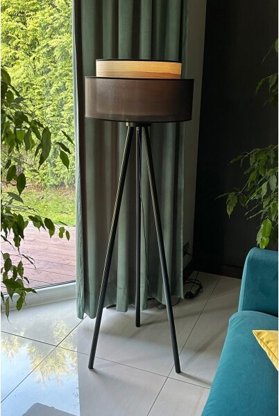 Lampadar WOOD Duolla BOHO 1xE27/15W/230V d. 45 cm negru/bej