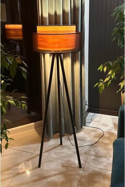 Lampadar WOOD Duolla BOHO 1xE27/15W/230V d. 45 cm negru/bej