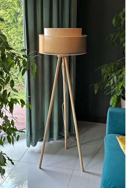Lampadar WOOD Duolla BOHO 1xE27/15W/230V d. 45 cm cupru/maro/bej