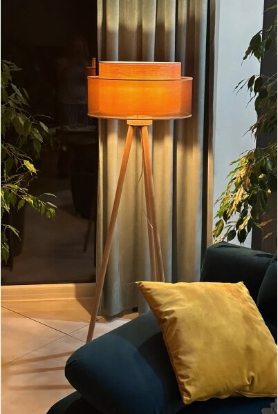 Lampadar WOOD Duolla BOHO 1xE27/15W/230V d. 45 cm cupru/maro/bej