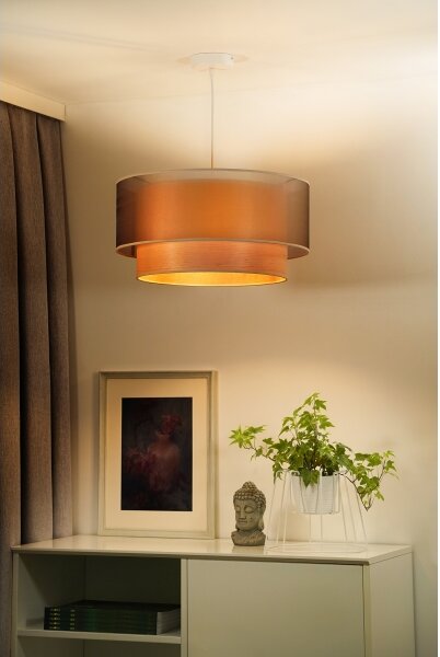 Lustră pe cablu WOOD Duolla BOHO 1xE27/15W/230V d. 45 cm cupru/bej