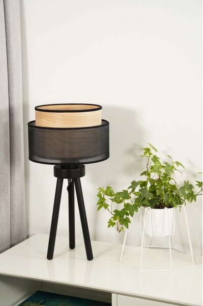 Lampă de masă WOOD Duolla BOHO 1xE27/15W/230V d. 25 cm negru/bej