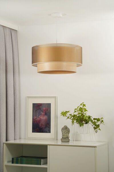 Lustră pe cablu WOOD Duolla BOHO 1xE27/15W/230V d. 45 cm cupru/bej
