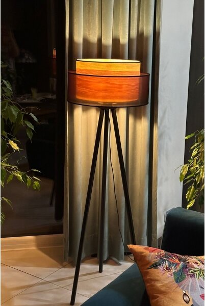 Lampadar WOOD Duolla BOHO 1xE27/15W/230V d. 45 cm negru/bej