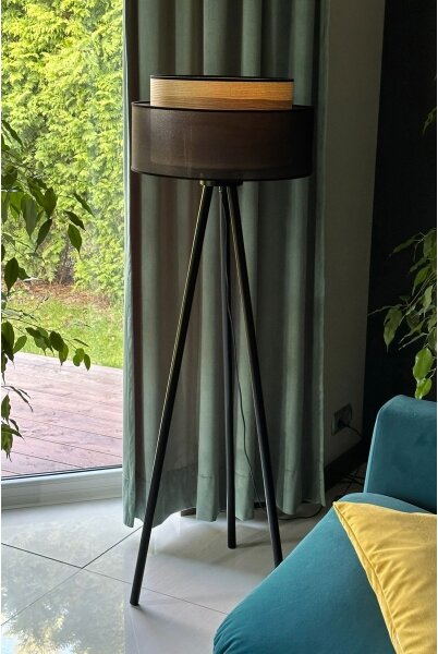Lampadar WOOD Duolla BOHO 1xE27/15W/230V d. 45 cm negru/bej