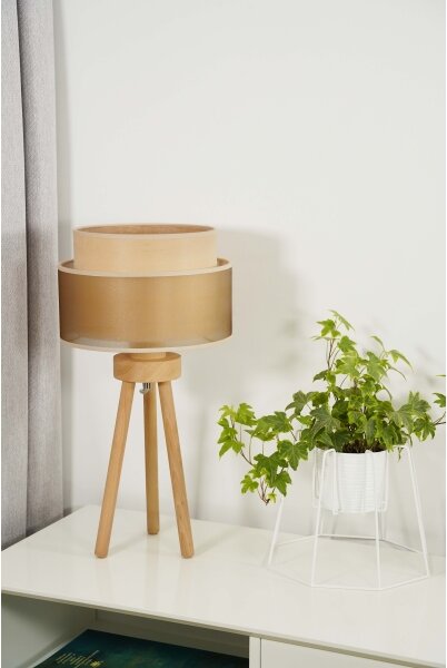 Lampă de masă WOOD Duolla BOHO 1xE27/15W/230V d. 25 cm cupru/maro/bej
