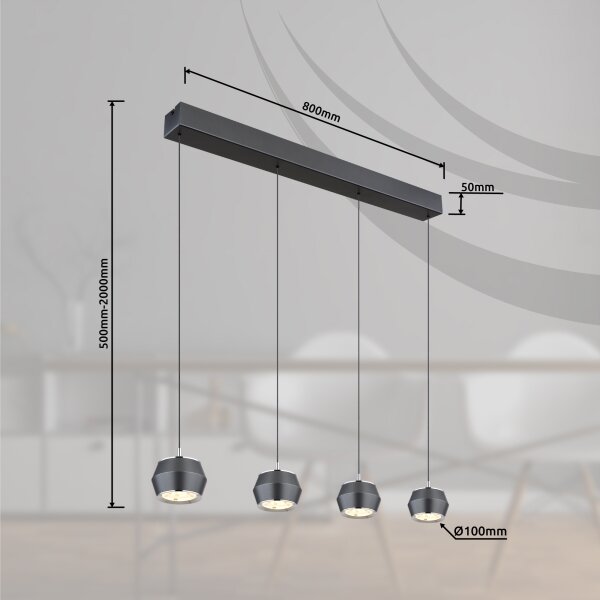 Lustră LED pe cablu Globo 15209-4 MARTHY 4xLED/6W/230V