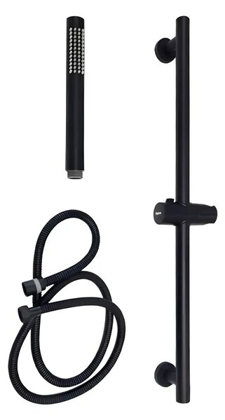 Set de Dus BG8001BL, Culoare negru, bara culisanta, cap de dus si furtun