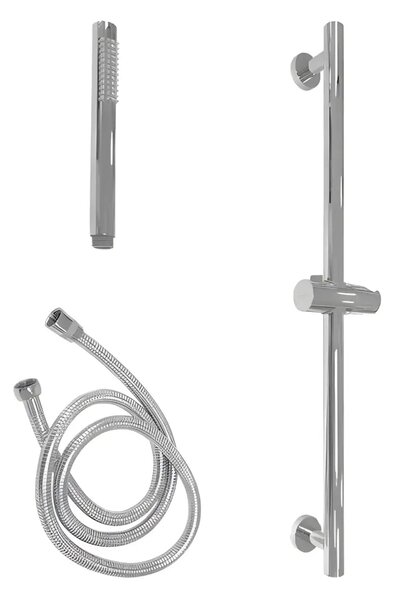 Set de Dus BG8001, Culoare argintiu cromat, Contine bara culisanta, cap de dus si furtun