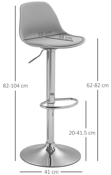 Homcom Set 2 Scaune Bar – Reglabile, Cu Spatar si Pivotante | Aosom Romania