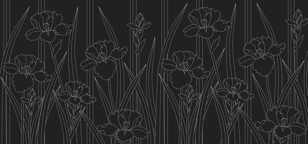 Fototapet Model floral alb-negru, Fototapet abstracte, Fototapet populare, t00820 - Tapeko.ro