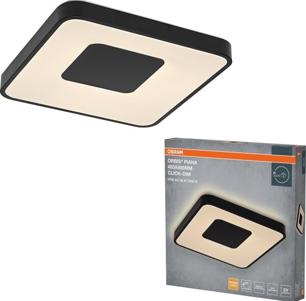 Osram - Corp de iluminat LED dimmabil pentru tavan ORBIS PIANA LED/36W/230V 48,5x48,5 cm negru