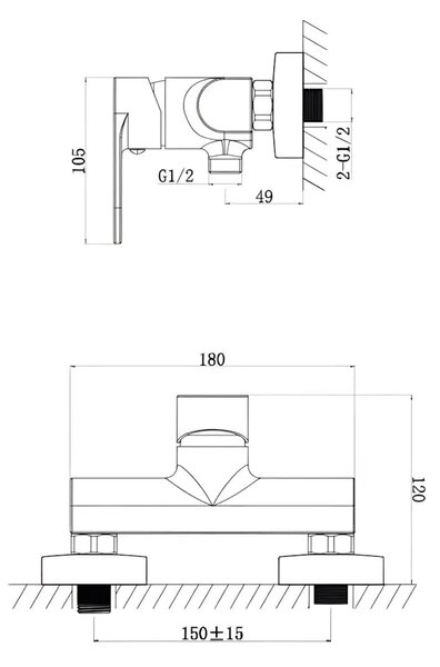 Baterie de Dus si Cada ST2523, Monocomanda, Cartus Ceramic, Argintiu Cromat