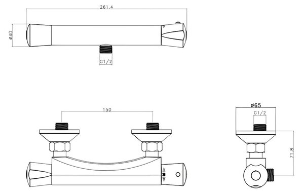 Baterie Cada si Dus cu Termostat ST6101, Cartus Ceramic, Material Alama, Finisaj Cromat