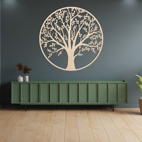 Copacul Vieții din lemn, într-un cerc – decorațiune murală | FORTIS