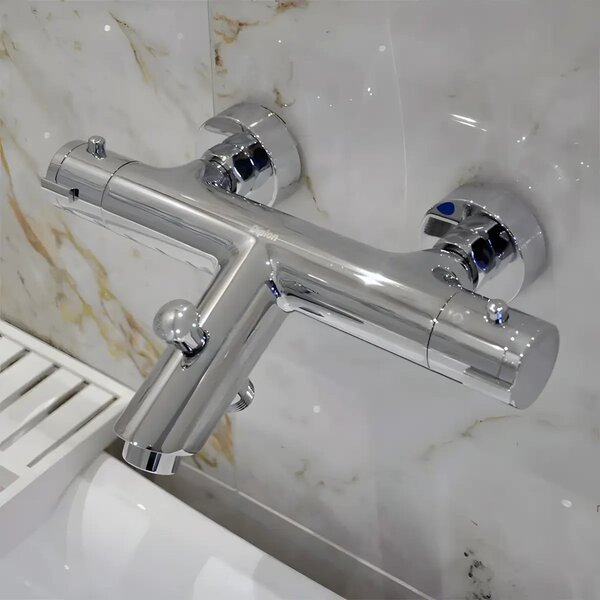 Baterie Cada si Dus cu Termostat ST6103, Mixer Compact, Cartus Ceramic, Filtru Murdarie, Material Alama, Finisaj Cromat