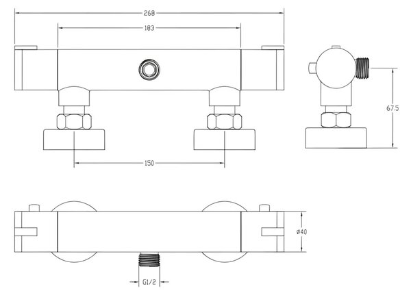Baterie Cada si Dus cu Termostat ST6102, Material Alama, Finisaj Cromat, Filtru Murdarie