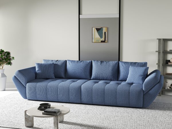 Canapea extensibilă dumonde cu ladă de depozitare si sezut confortabil din spuma high-density, Berlin Enjoy Blue 300x100 cm