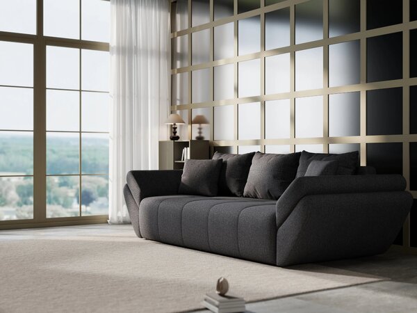 Canapea extensibilă dumonde cu ladă de depozitare si sezut confortabil din spuma high-density, Berlin Enjoy Graphite 250x100 cm