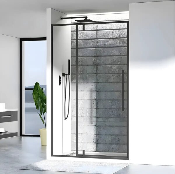 Usa De Dus Oto 120cm, Sticla Securizata 6mm, Profil Aluminiu Negru, Usa Batanta