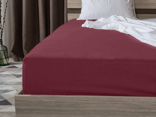 Cearsaf jersey cu lycra visiniu 90 x 200 cm