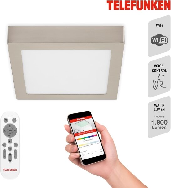Plafonieră LED RGBW Telefunken 309602TF LED/18W/230V 2700-6500K Wi-Fi Tuya