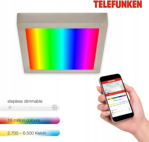 Plafonieră LED RGBW Telefunken 309602TF LED/18W/230V 2700-6500K Wi-Fi Tuya