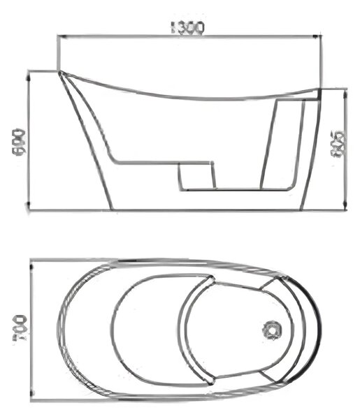 Cada Freestanding Sara 130x70cm, Acril, Alb