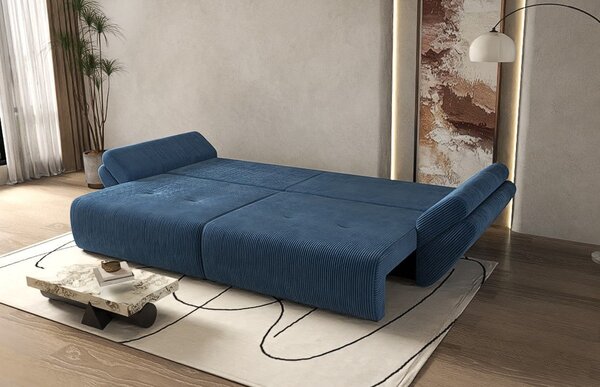 Canapea extensibilă dumonde cu ladă de depozitare Berlin Zoom Blue 300x100 cm