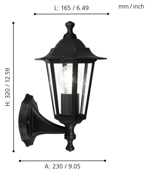 EGLO 22468 - Corp de iluminat perete exterior LATERNA 4 1xE27/60W