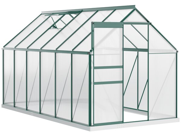 Outsunny Sera din aluminiu pentru plante cu ventilatie, sera pentru legume, fructe, ierburi 190 x 375cm, Verde | Aosom Romania