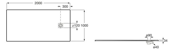 Roca Magma cădiță de duș dreptunghiulară 200x100 cm alb APE017D03E803100