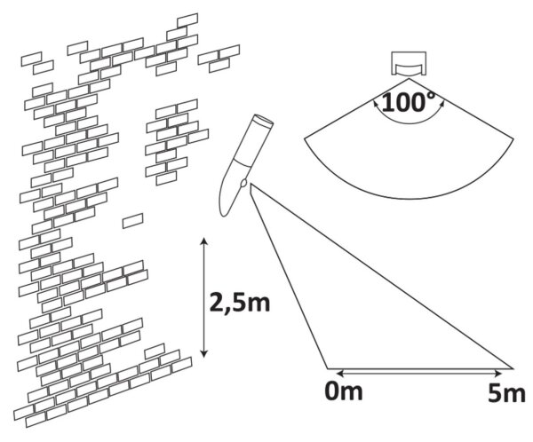 Aplică de exterior cu senzor INOX TORCH 1xE27/25W/230V IP44 Rabalux 8266
