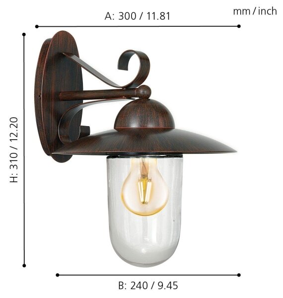 EGLO 83589 - Corp de iluminat perete exterior MILTON 1xE27/60W