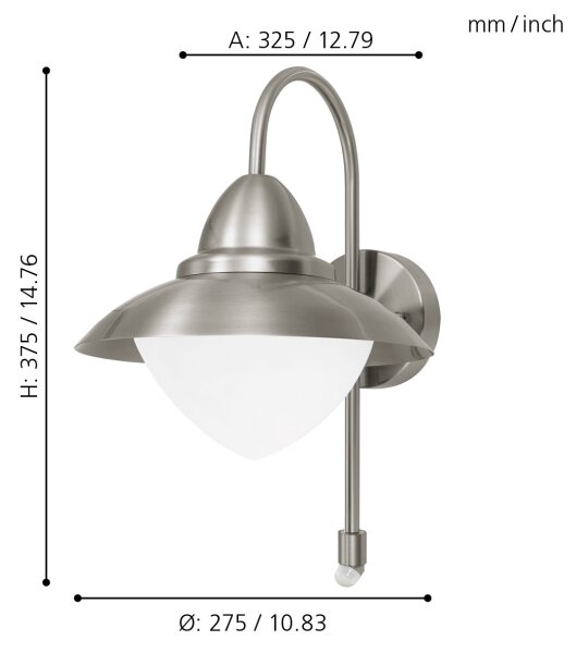 EGLO 87105 - Corp de iluminat perete exterior cu senzor SIDNEY 1xE27/60W