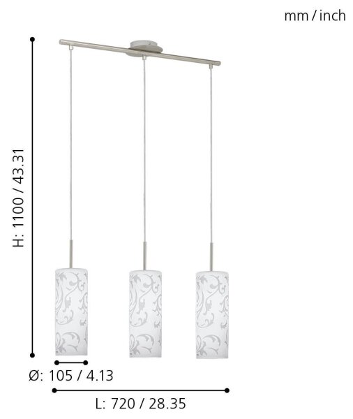 EGLO 90048 - Lustra AMADORA 3xE27/60W