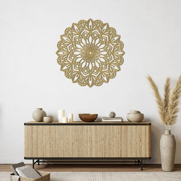 Mandala din lemn pe perete, esență florală | ESSENTIA